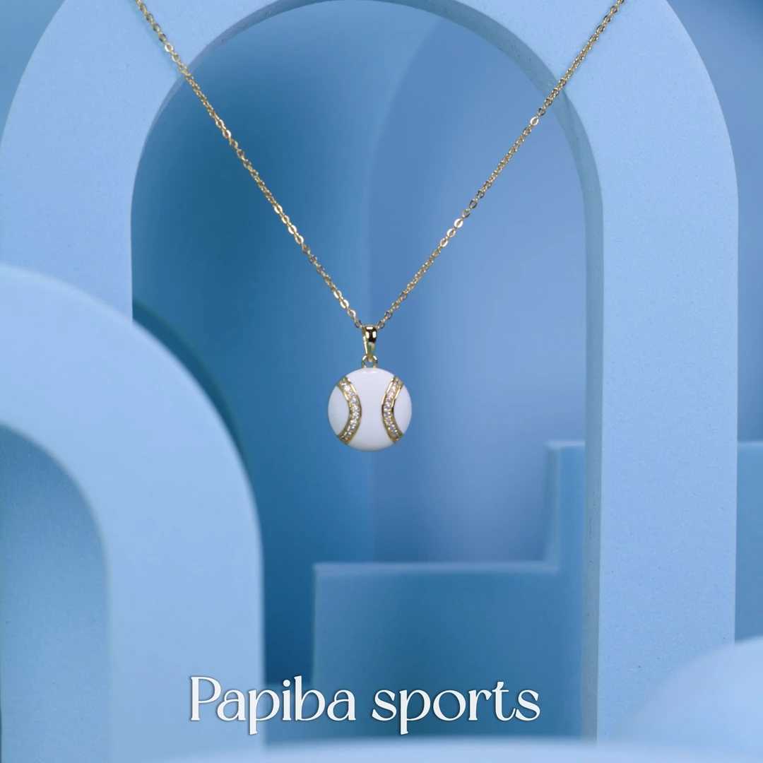 papiba 坠链均925银 Papiba 精致轻奢纯银镀金原创网球项链