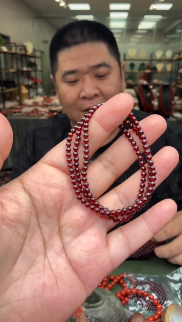 手链未镶嵌石榴石多圈手串一条约3mm+多样性发货