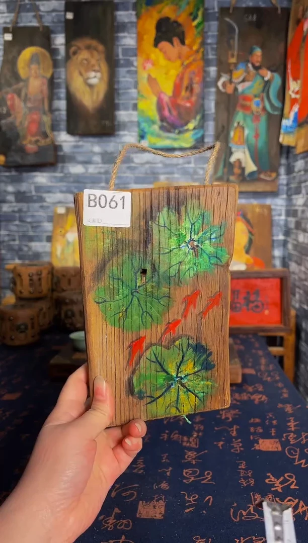 风化老门板丙烯画