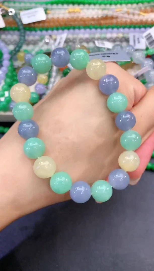 未镶嵌手串翡翠w235   紫货有色差