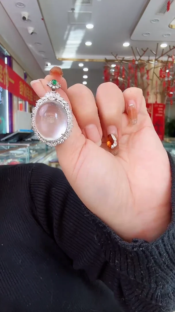 【闪购商品】石英质玉吊坠银S925镶嵌吊坠