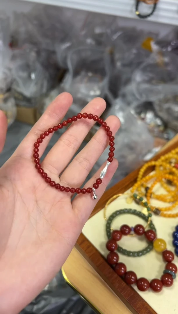 【闪购商品】玛瑙/玉髓手链银S925镶嵌冰红玛瑙鱼鱼银手链[353]