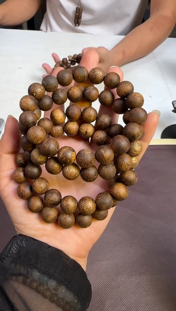 沉香手串99沉国香绿棋沉香张勺子老顶正圆珠12mm11g+多样性发1