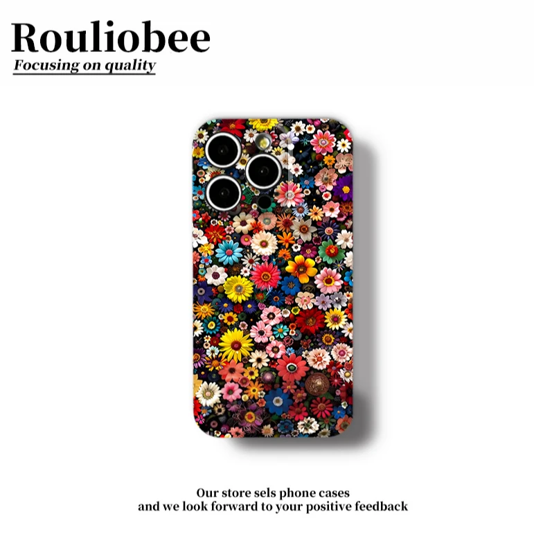 七彩夏日花卉适用苹果16promax手机壳iPhone15华为vivo小米12oppo