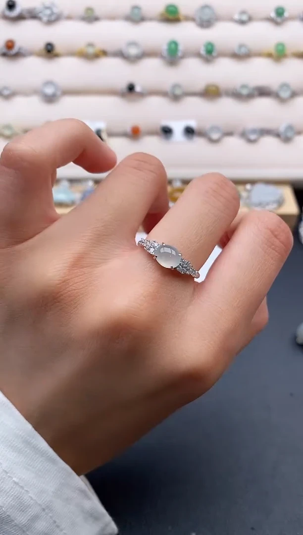 银S925镶嵌戒指翡翠111111111+8