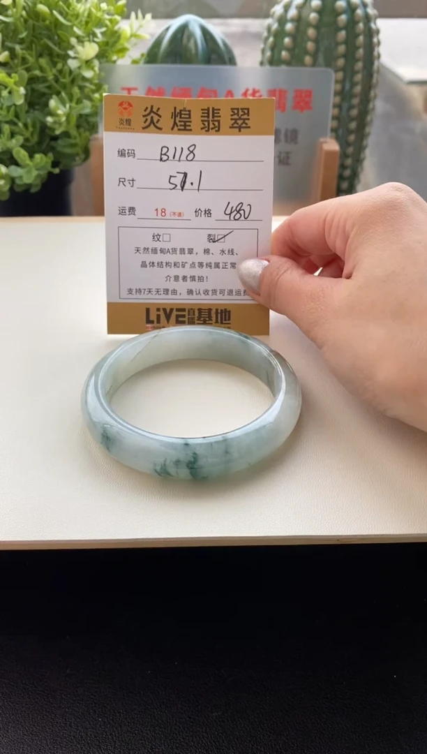 未镶嵌手镯翡翠圈口57.1编码B118