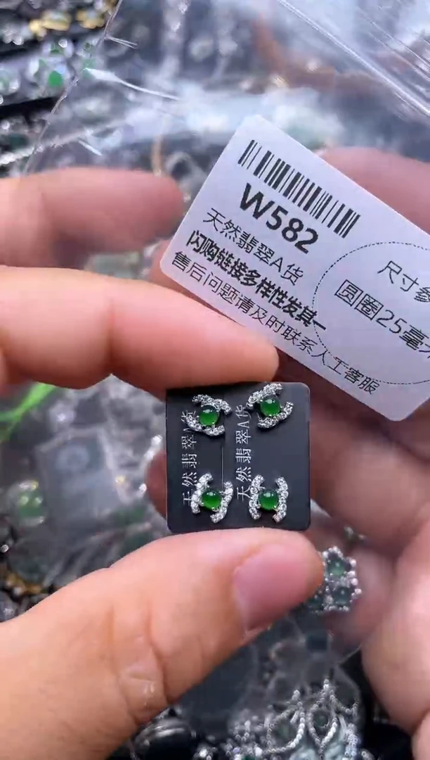 【闪购商品】翡翠颈饰未镶嵌W582耳钉 多样性发其一