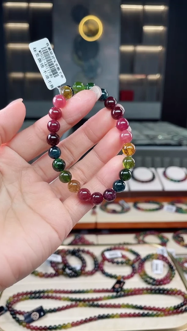 未镶嵌老矿碧玺单圈手串8mm+碧玺（多样性发一条）T