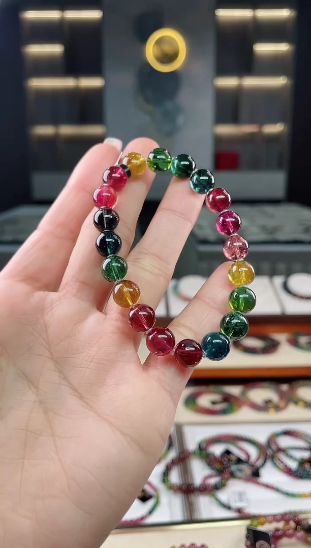 未镶嵌老矿碧玺彩虹单圈手串9mm+碧玺多样性发一条 T