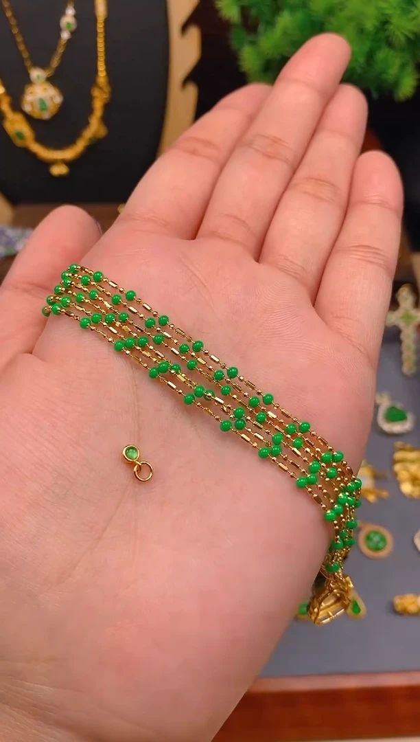 【闪购商品】翡翠项链银S925镶嵌金色碎银几两项链1条