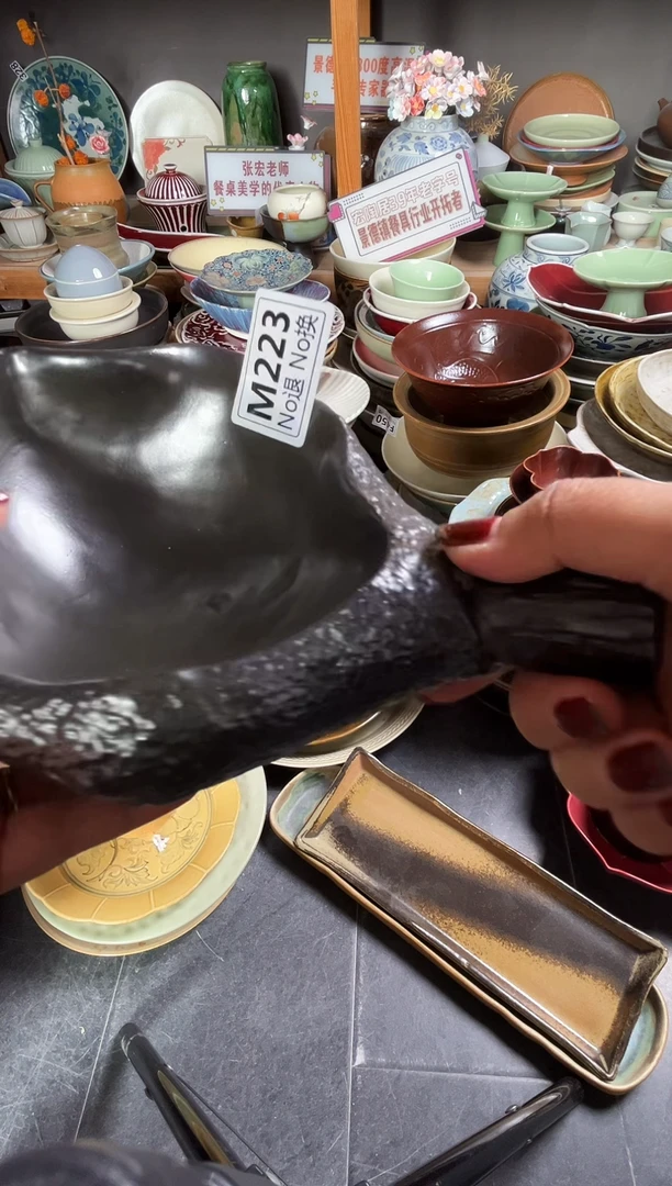 瓷片李*一m223黑色手把碗福利