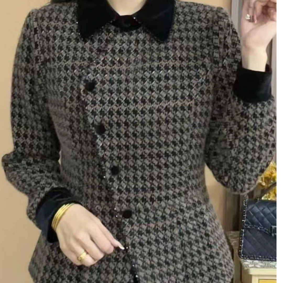 2025秋冬长袖翻领气质百搭显瘦开衫扣子上衣时尚中式小衫