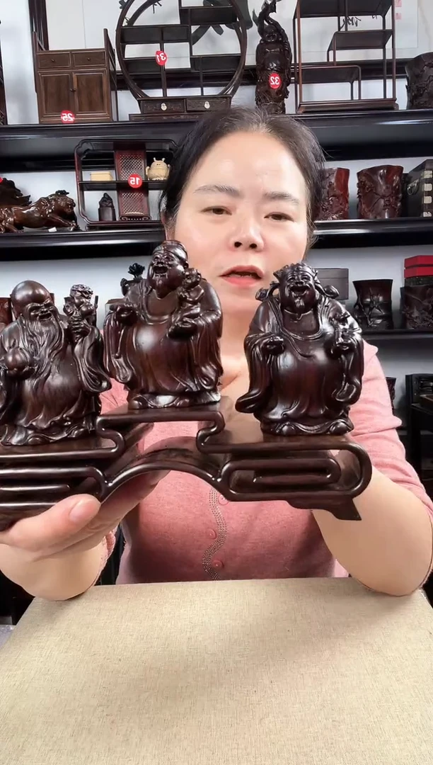 木三连+福禄寿老李红木工艺品