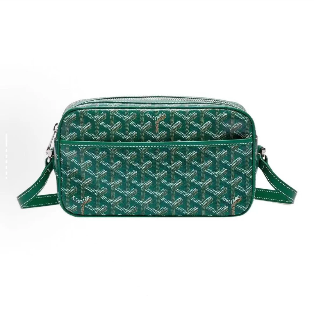99新 Goyard 闲置新绿色Y字老花满印斜挎包相机包