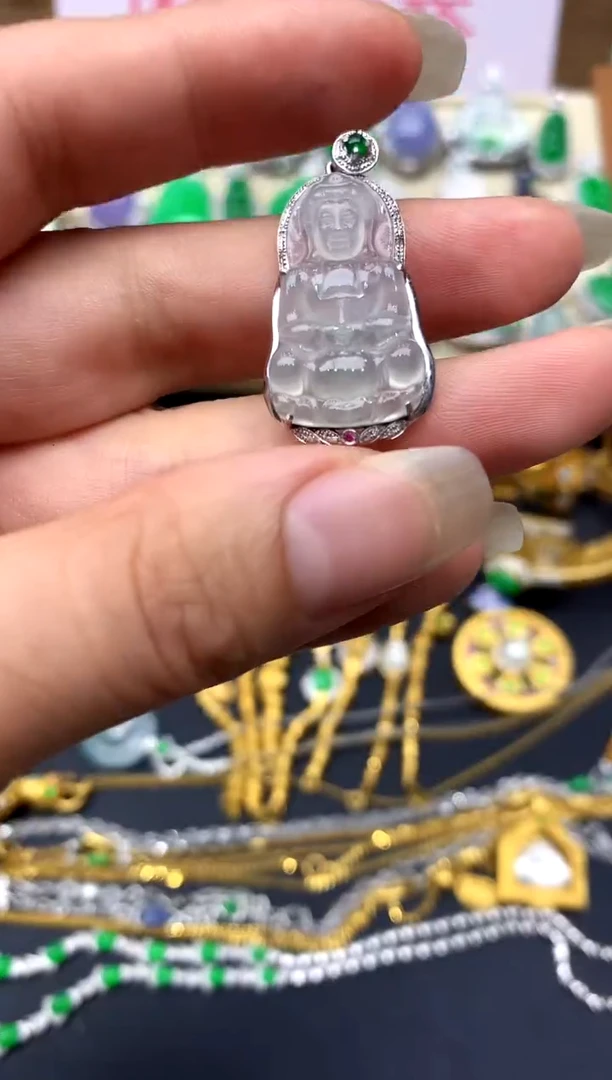 颈饰18K金镶嵌翡翠436-中国好珍宝