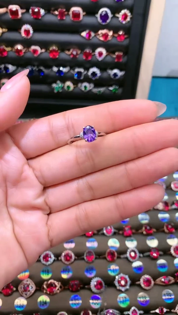 【闪购商品】水晶戒指银S925镶嵌68紫水晶