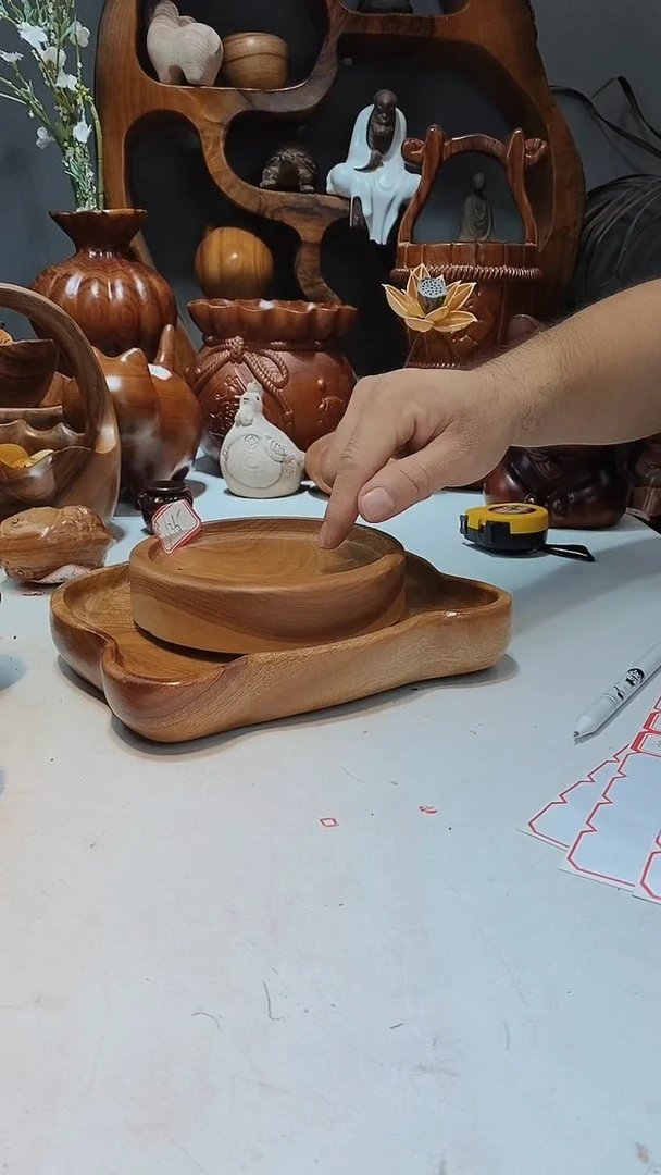 香樟木A8小熊盘+圆盘/尺寸
