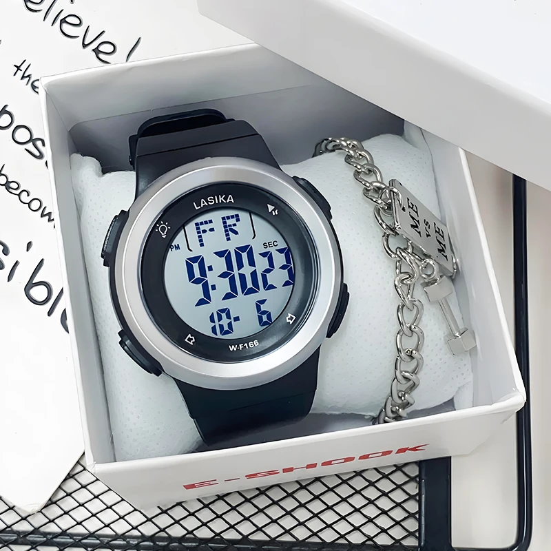 男生手表初中生高中生专用儿童多功能简约防水小学生电子表学院风