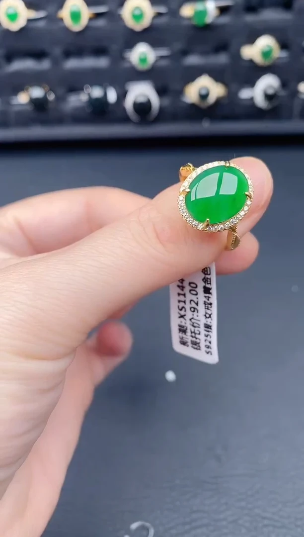 银S925镶嵌戒指翡翠天然a货翡翠64