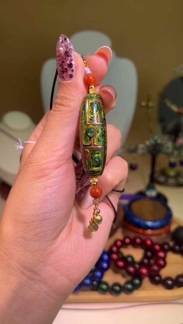 榕城大漆双非遗嵌丝桶珠吊坠