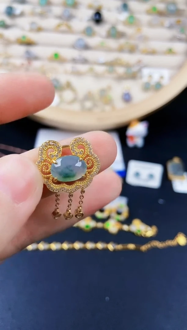 【闪购商品】翡翠银S925镶嵌颈饰6465464