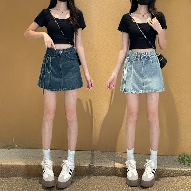 复古美式牛仔短裤裙女爆款2025新款夏季高腰小个子包臀短裤