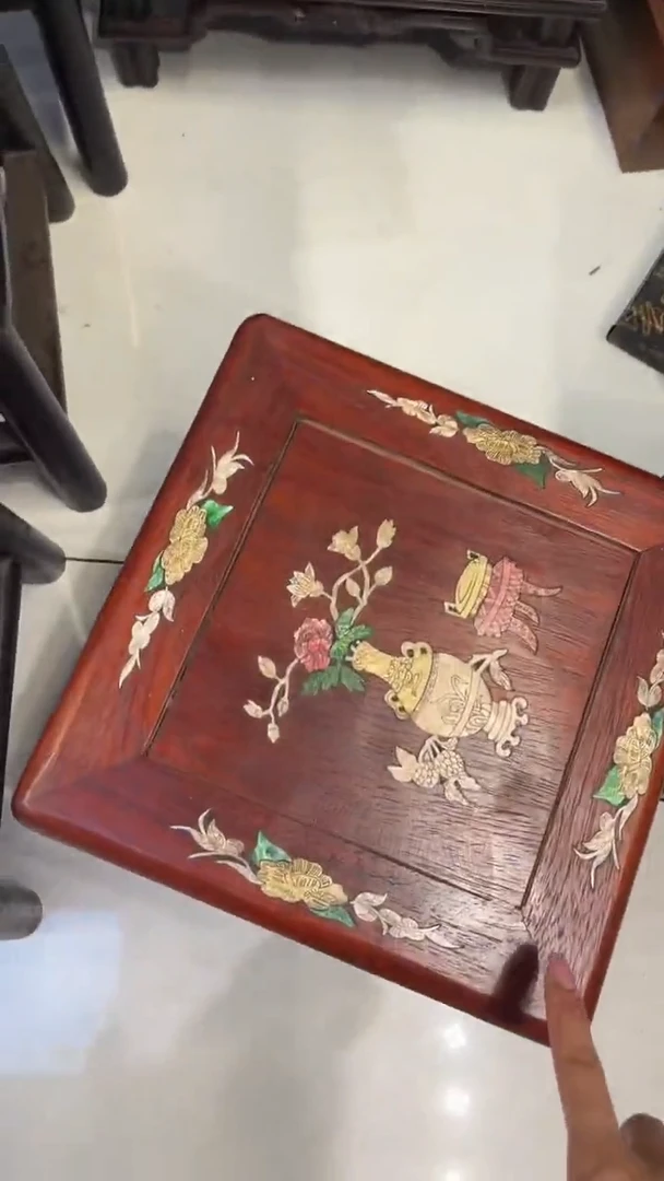 【闪购商品】木四个螺钿富贵凳