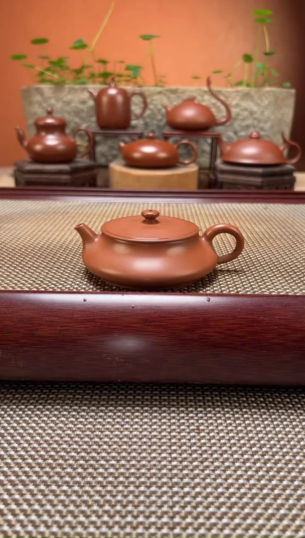 茶壶紫砂超薄胎扁明炉 纯手工制作原矿朱泥