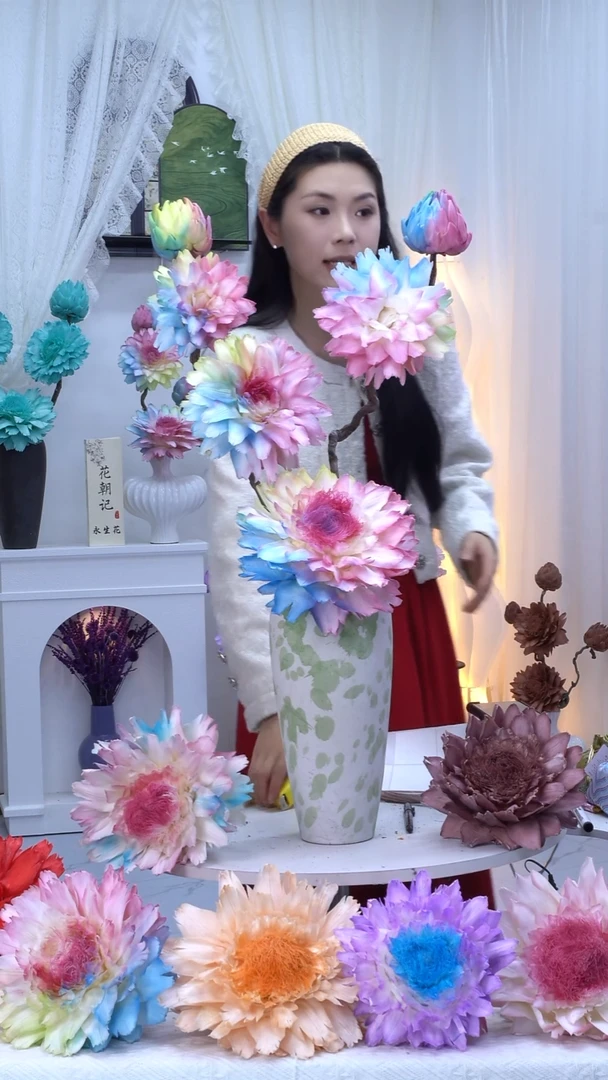 龙枣支洋蓟浅彩虹【带花瓶】