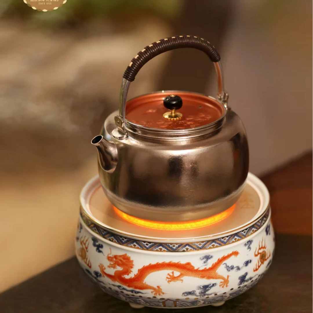 莺歌烧新品青花龙纹 水波云龙纹加钛壶套装 烧水壶套装