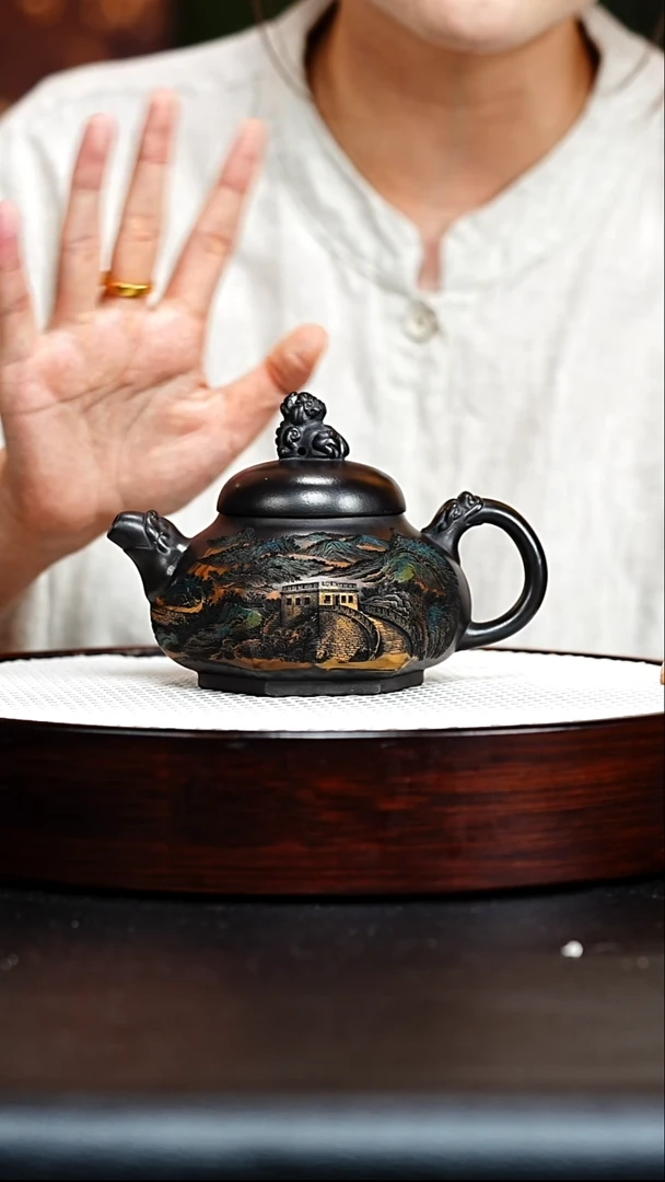 茶壶紫砂紫砂壶 彩陶刻