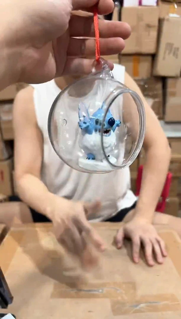 瓷片圣诞史迪仔雪球吊球