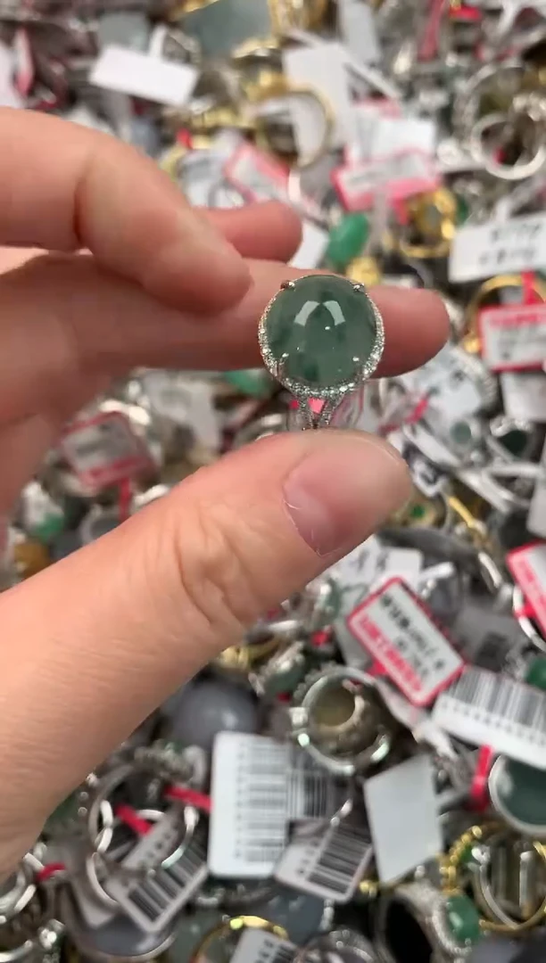 银S925镶嵌戒指翡翠444              2