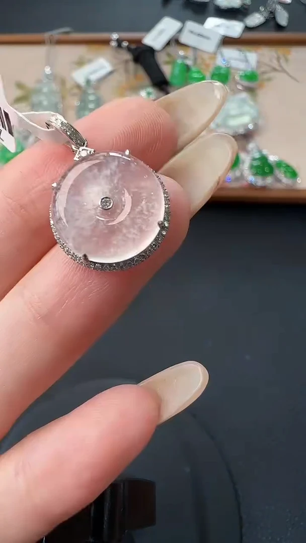 翡翠18K金镶嵌吊坠(不含链)12