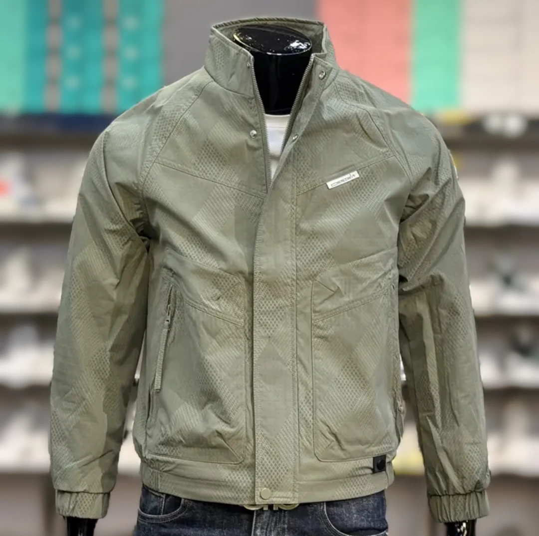 性暗花男装青年工装夹克男春季新款潮牌修身痞帅轻奢立领外套上衣