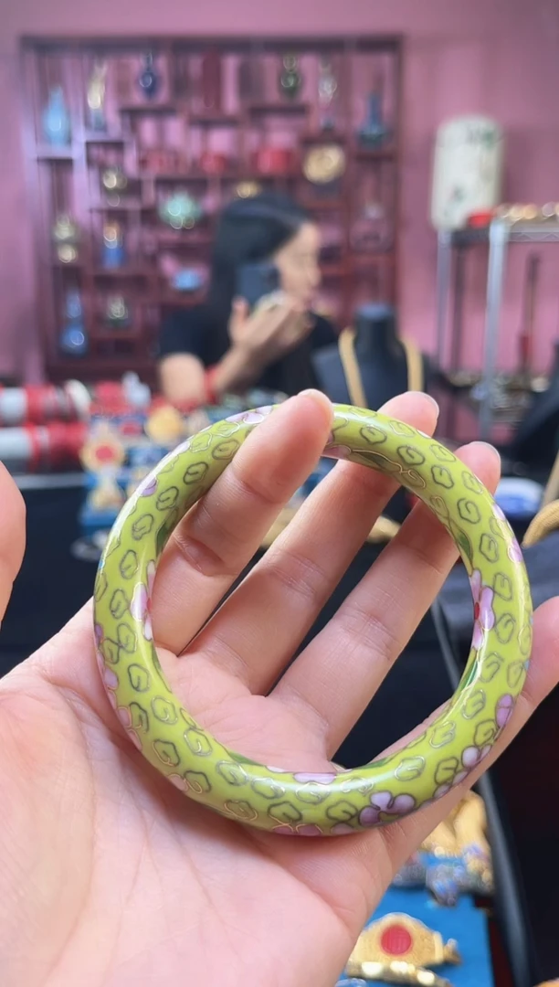 非遗 景泰蓝棍镯 60/宽版 嫩绿