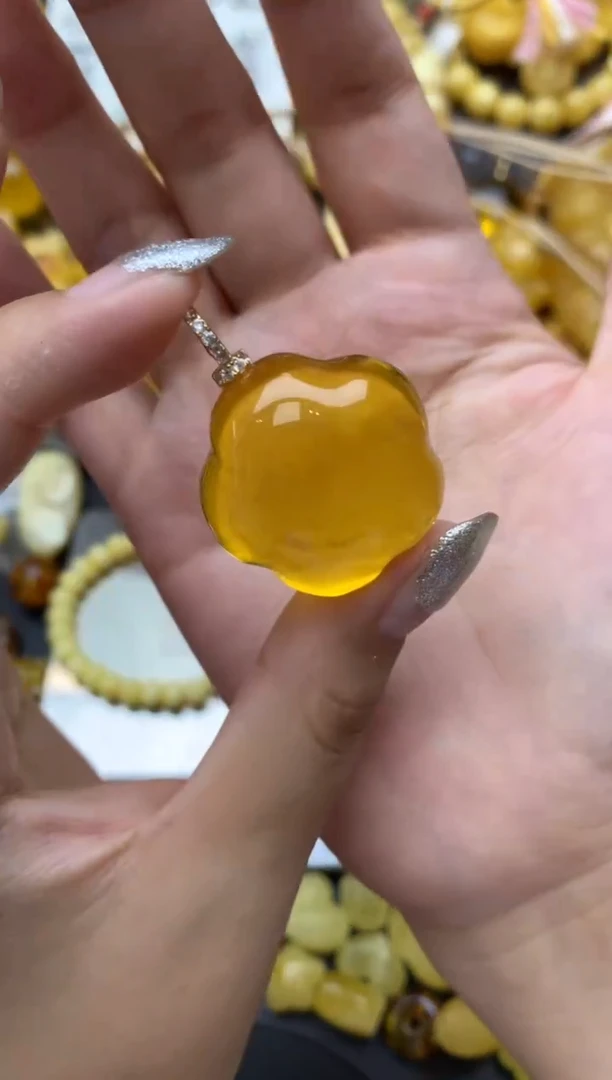 银S925镶嵌琥珀珠宝奇石108珀蜜蜡微瑕