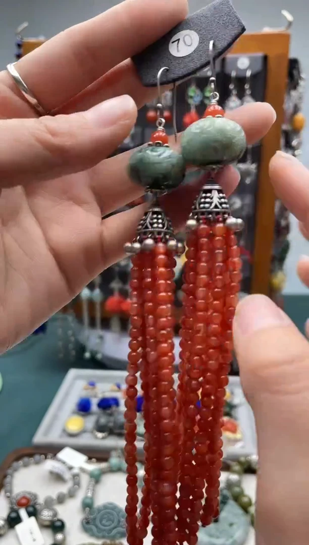 【闪购商品】翡翠耳饰银S925镶嵌饰品