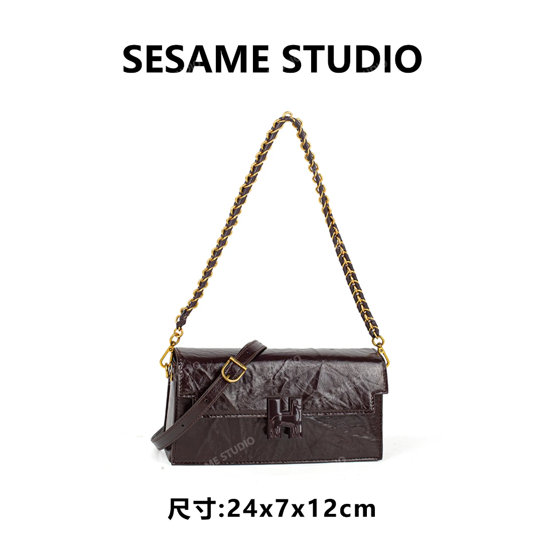 【芝麻集】QYX-7016-可可棕休闲时尚百搭腋下女包