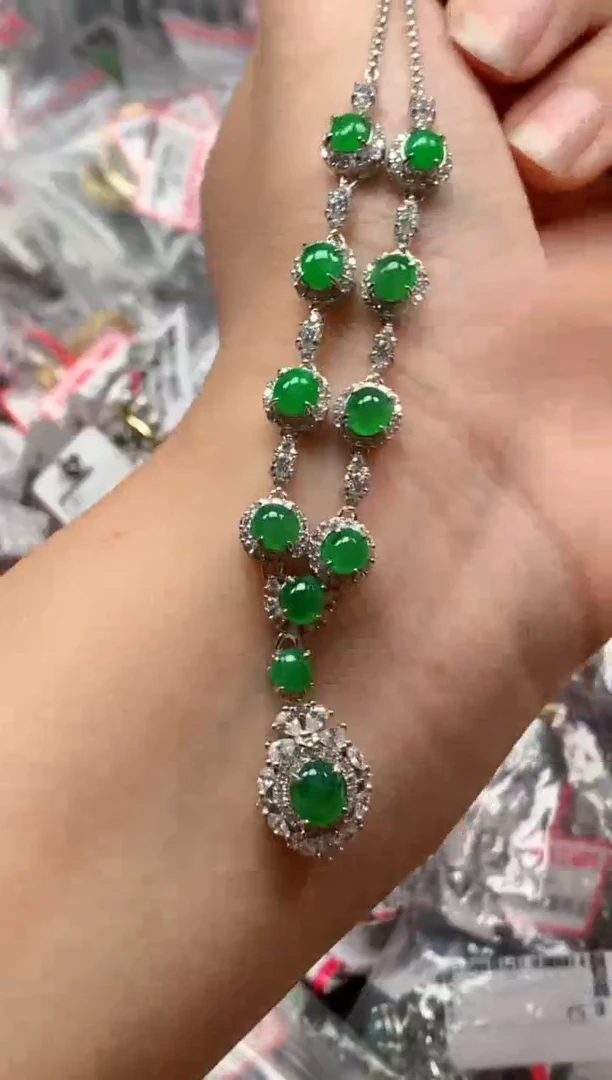 翡翠戒指银S925镶嵌天然A货缅甸翡翠