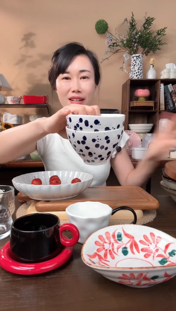 陶瓷4.3英寸异形泼蓝墨碗2只微瑕