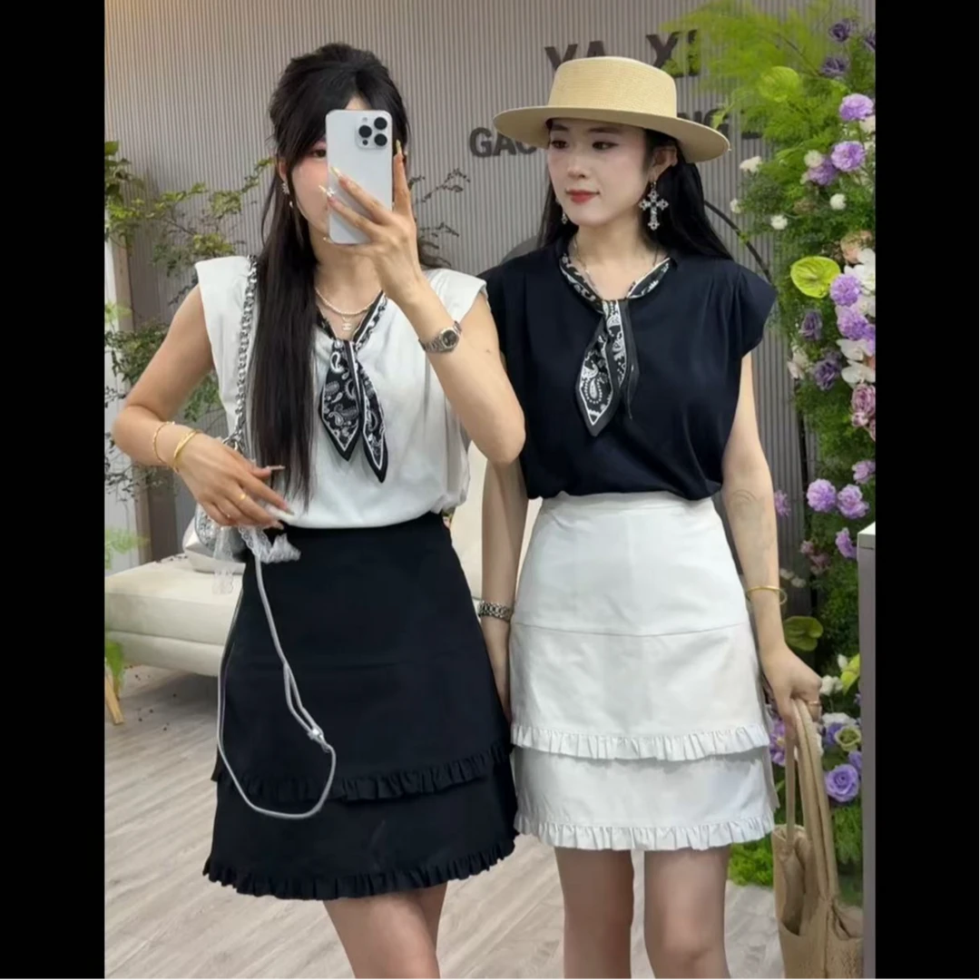 大妍定制~【俏皮短裙】百搭夏季不规则木耳边A字裙高腰收腹半身裙