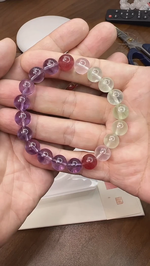 未镶嵌手串水晶蘋****?巴西紫水晶加葡萄石DIY