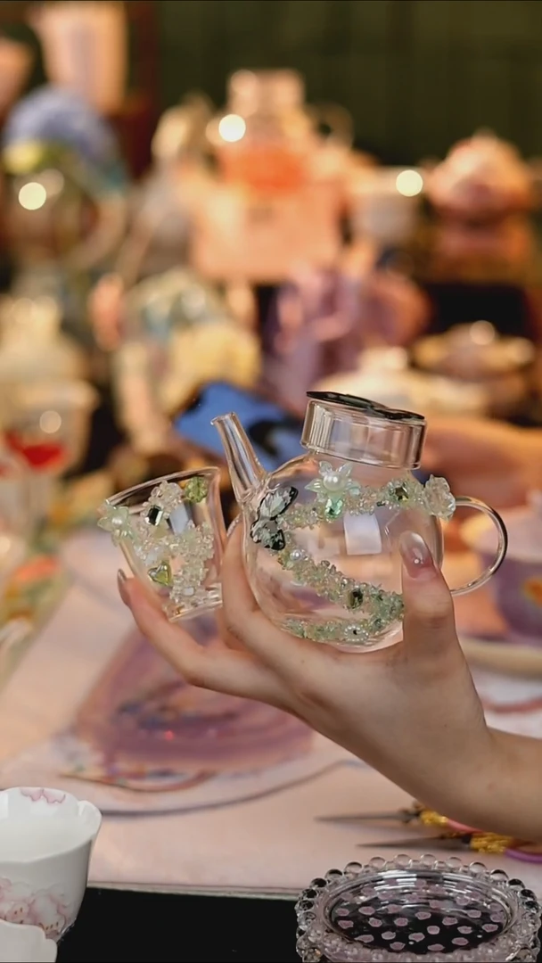 瓷片11111梵汝春日玻璃壶+杯