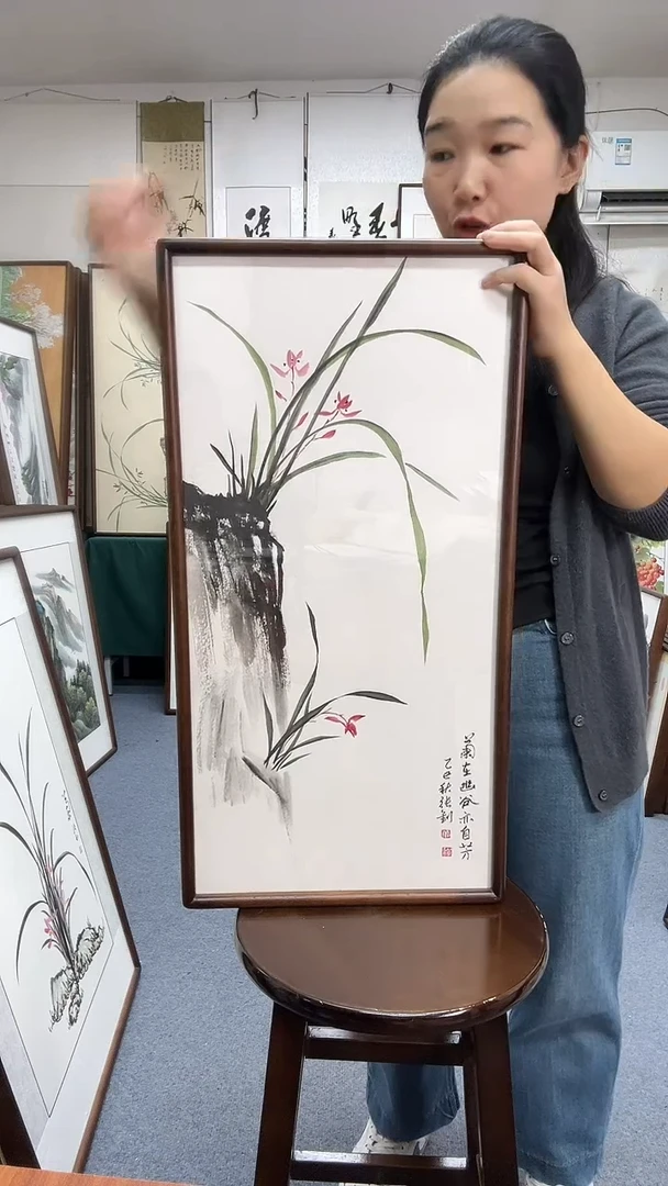 国画尺寸35*68实木画框京东包邮手绘