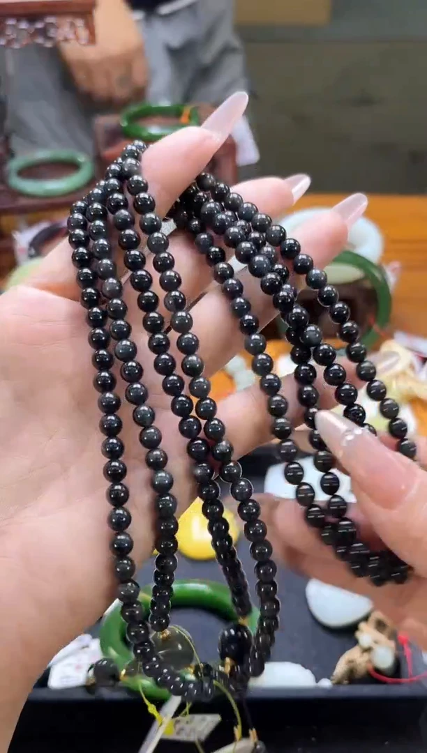 项链未镶嵌和田玉108卡6若羌毛毛矿 珠链 多样性发一 有瑕疵