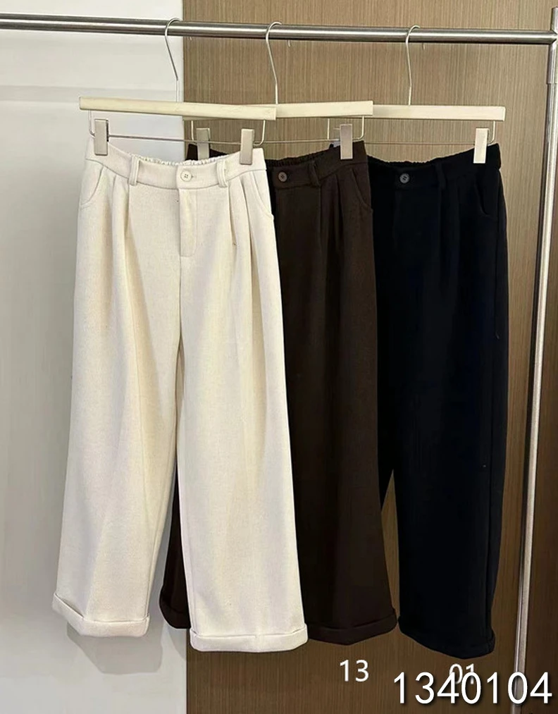 小妳XiaoNi———（冬款休闲卷边直筒裤1340104）