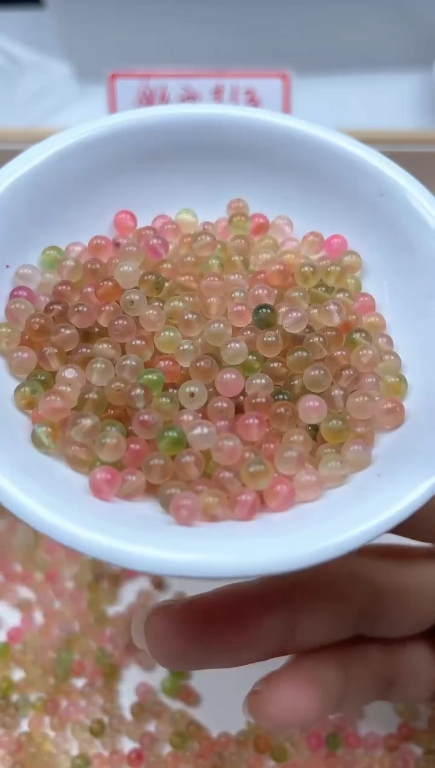 玛瑙/玉髓散珠未镶嵌C829水蜜桃盐 源4mm100个8元