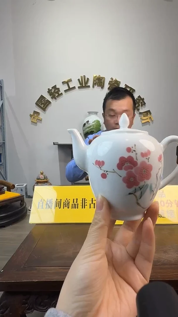 景德镇翠竹红梅壶