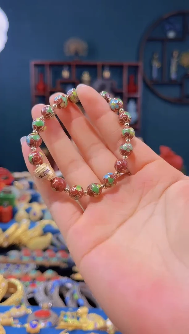 非遗 景泰蓝手串0.8 红色